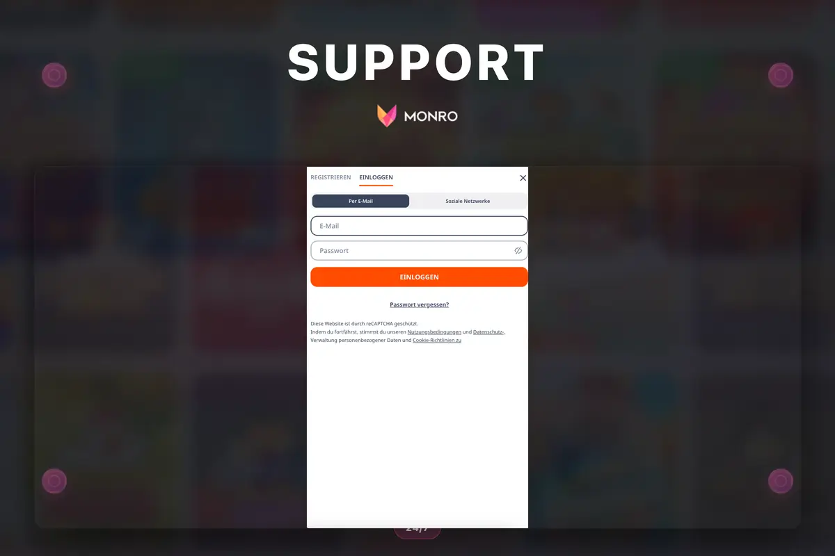 Support-Bereich von Monro Casino